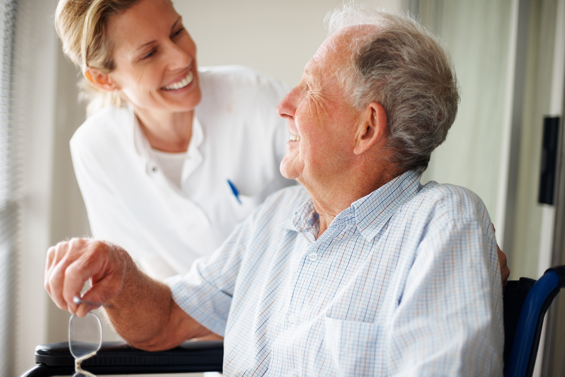 Elderly man with a nurse.